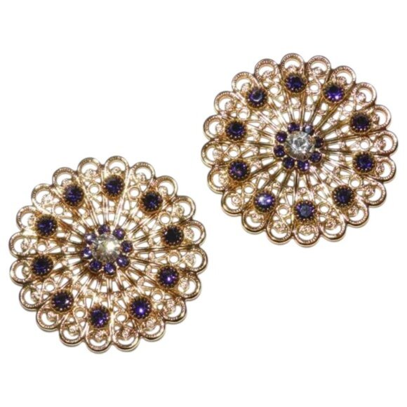 Swarovski Other - SCSC1909 Purple Velvet & Crystal 38mm Gold Flower Swarovski Crystal Beads 6pc